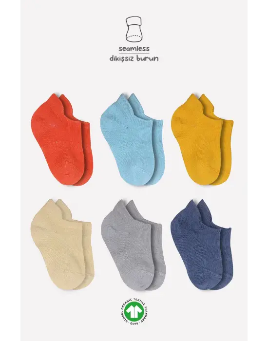 Omarı Yumuşak Penye Sneakers Çorap 6Lı Kremit