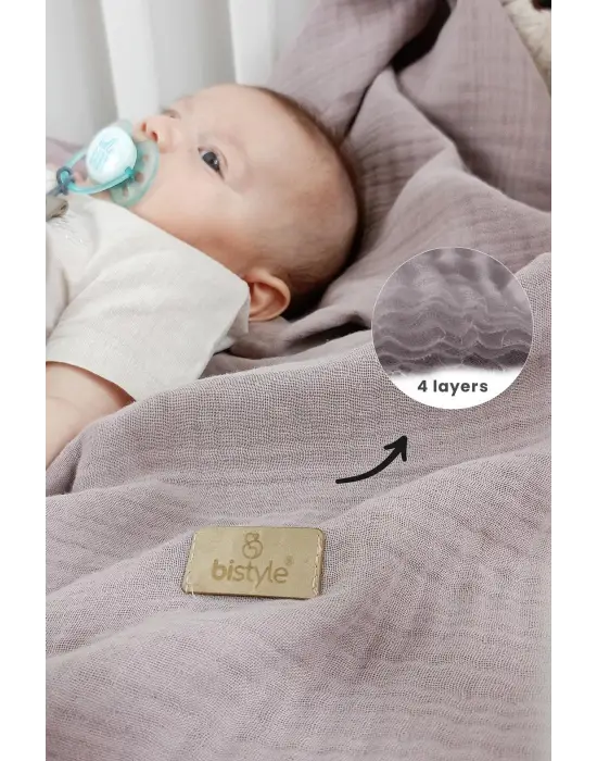 Omarı Pamuklu Müslin Battaniye 120x120 Cm Gri