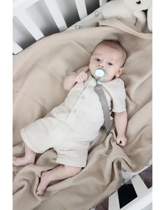 Omarı Müslin Battaniye 120x120 Cm Bej Elegan Şıklık