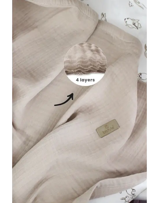 Omarı Müslin Battaniye 120x120 Cm Bej Elegan Şıklık