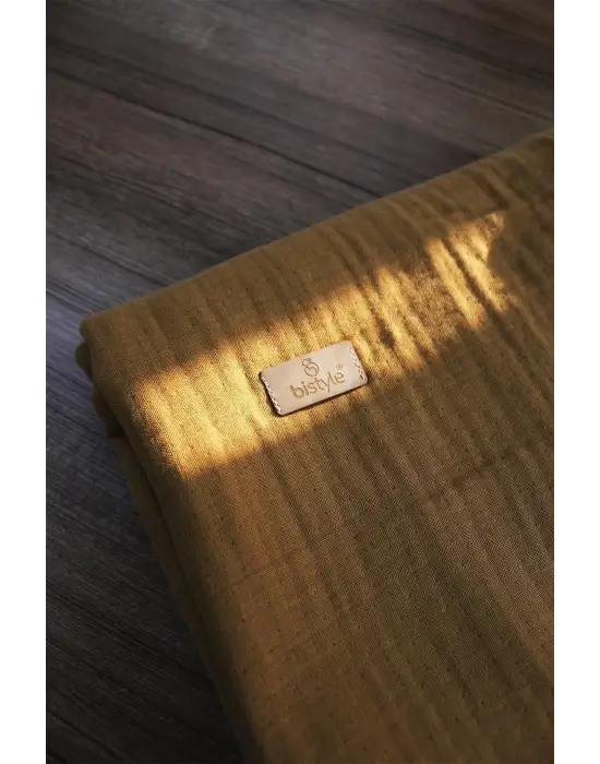 Omarı Hafif Dokulu Müslin Battaniye 120x120 cm - Hardal Rengi