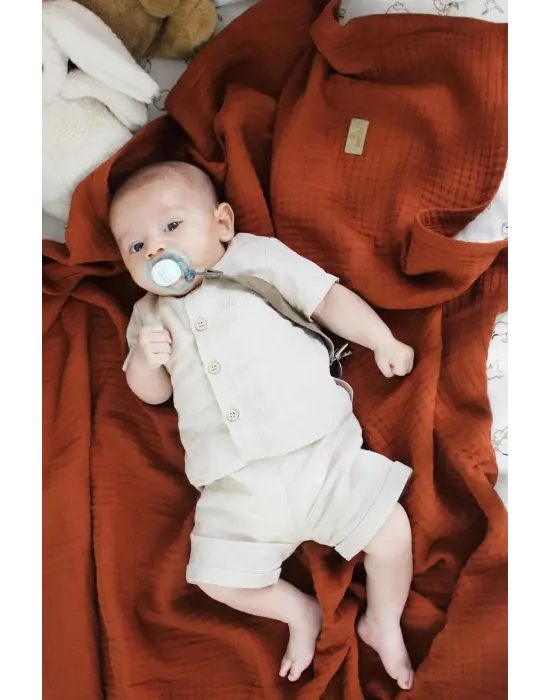 Bistyle Müslin Battaniye 120x120 Cm 70101 Kiremit