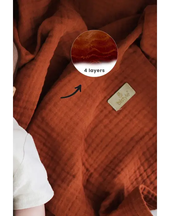 Bistyle Müslin Battaniye 120x120 Cm 70101 Kiremit