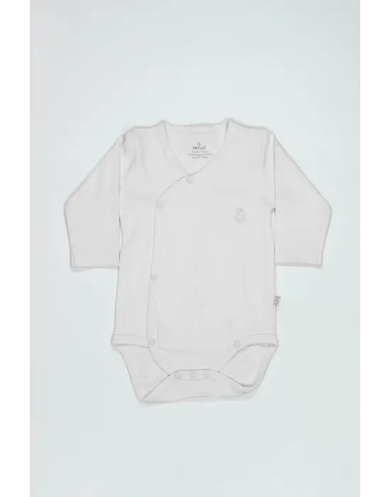 Bistyle Organik Natural Basic Style Kruvaze Uzun Kol Body Bs17102 Beyaz