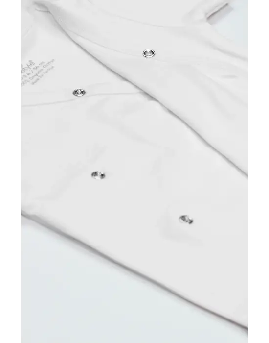 Bistyle Organik Natural Basic Style Kruvaze Uzun Kol Body Bs17102 Beyaz