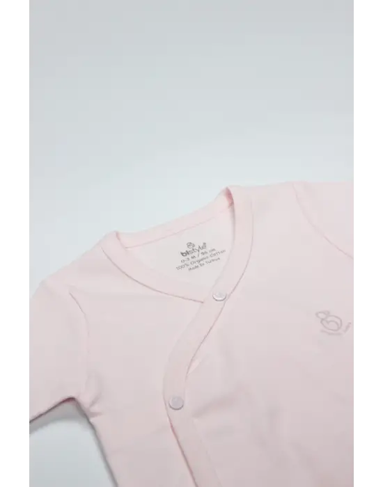 Bistyle Organik Natural Basic Style Kruvaze Uzun Kol Body Bs17102 Pembe