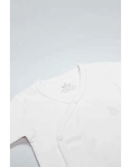 Bistyle Organik Natural Basic Style Kruvaze Yarım Kol Body Bs17101 Beyaz