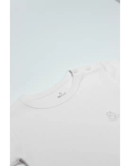 Bistyle Organik Natural Basic Style Yarım Kol Body Bs17103 Beyaz