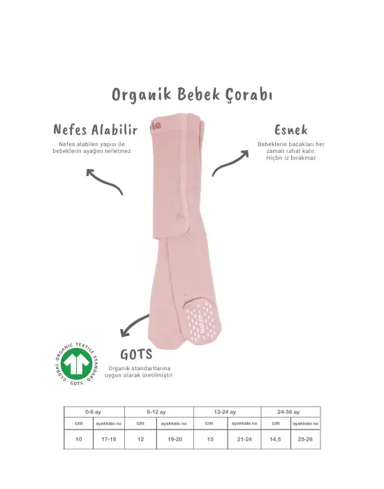 Bistyle Penye Kaymaz Külotlu Çorap 50109 Pembe