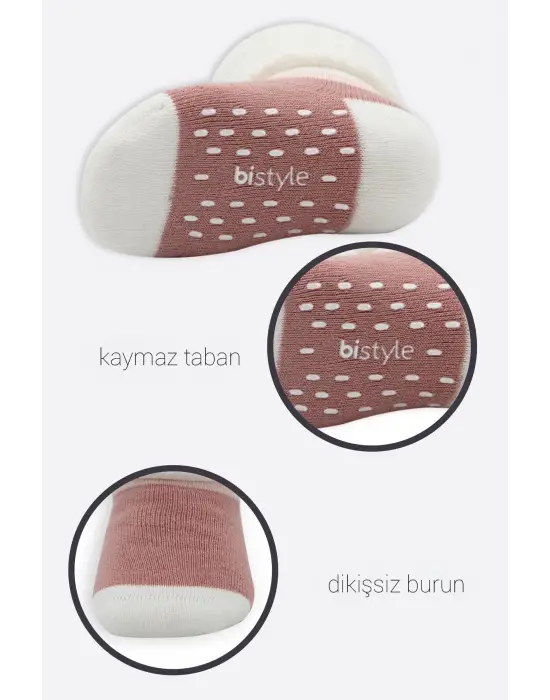 Omarı Kaymaz Havlu Soket Çorap 2Li Gri Pudra