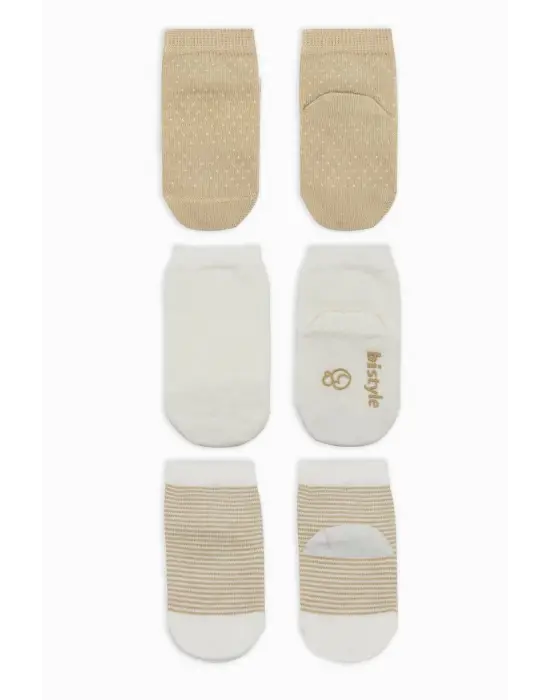 Omarı Kaymaz Penye Soket Çorap Seti - Bej - 3lü Paket