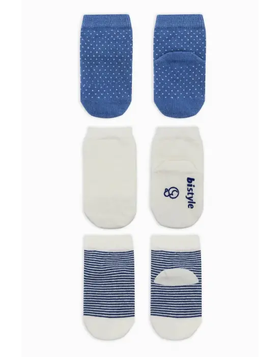 Omarı Kaymaz Penye Soket Çorap Seti - İndigo Renkli