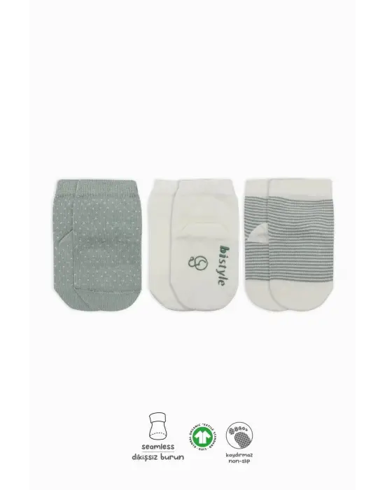 Omarı Renkli Kaymaz Penye Çorap Seti - 3lü Paket