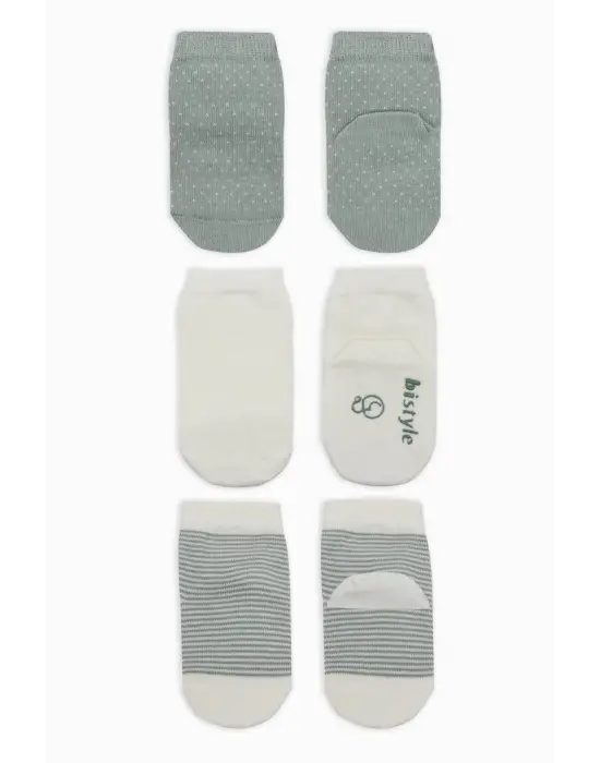 Omarı Renkli Kaymaz Penye Çorap Seti - 3lü Paket