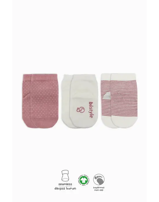 Omarı Puanlı Kaymaz Penye Soket Çorap Seti - 3lü Paket