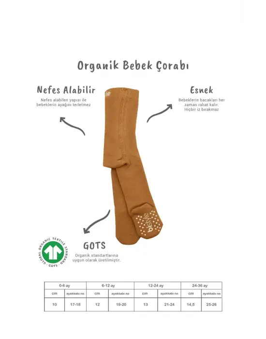 Omarı Kaymaz Mix Havlu Külotlu Çorap - Hardal Renkli