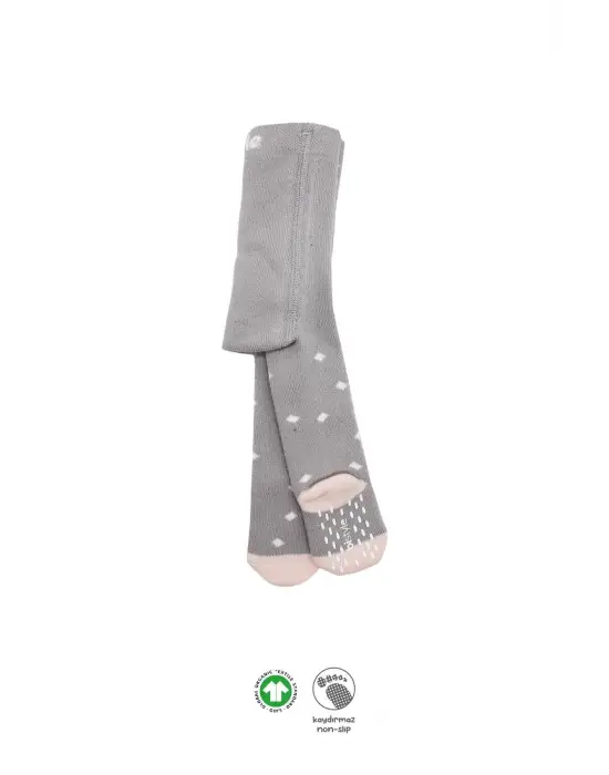 Bistyle Tekli Puan Kaymaz Havlu Külotlu Çorap BS50502 Gri
