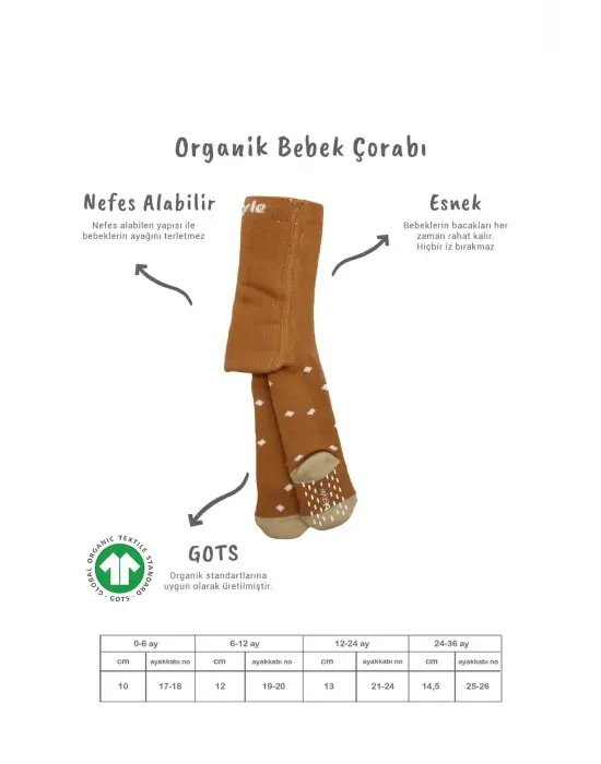 Bistyle Tekli Puan Kaymaz Havlu Külotlu Çorap BS50502 Hardal