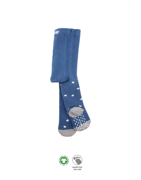 Bistyle Tekli Puan Kaymaz Havlu Külotlu Çorap BS50502 İndigo