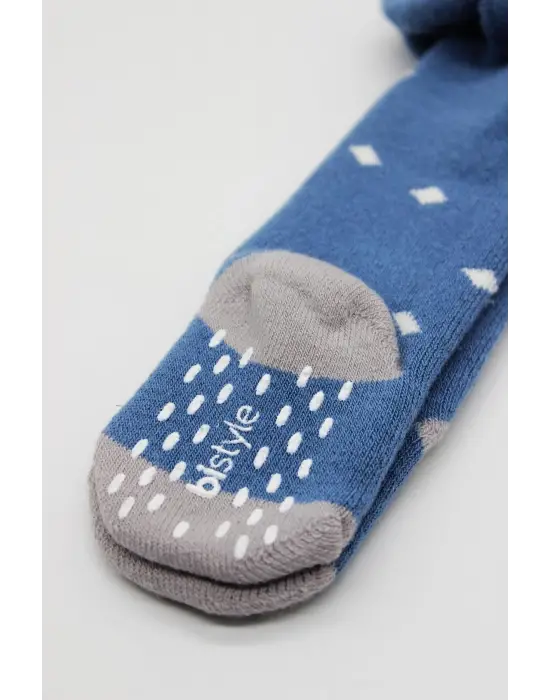 Bistyle Tekli Puan Kaymaz Havlu Külotlu Çorap BS50502 İndigo