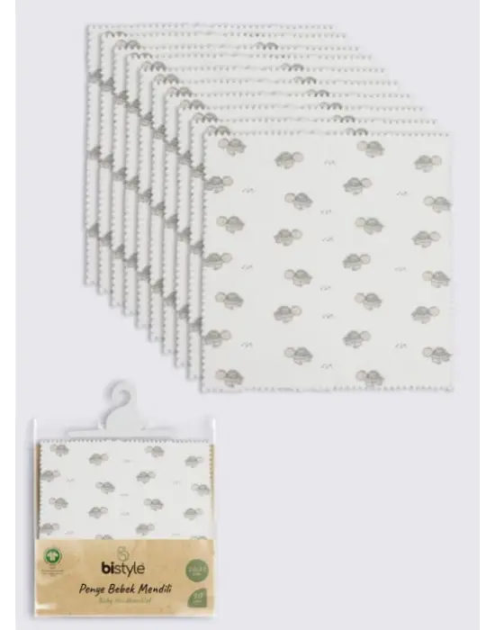 Bistyle Tortoise 20x20 10Lu Penye Mendil 90163 Ekru