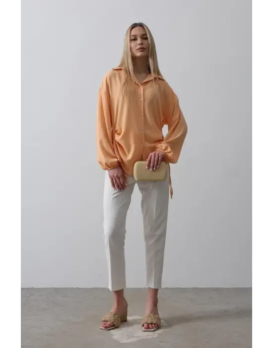 Biye Detaylı Ayrobin Gömlek - Somon