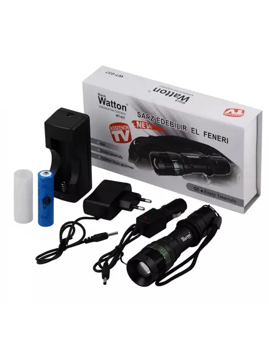 Black Wt-037-şarjlı Zoomlu Acil Durum Feneri