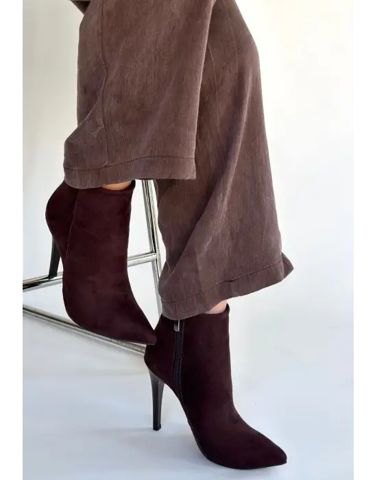 Blan Acı Kahve Süet Topuklu Bot