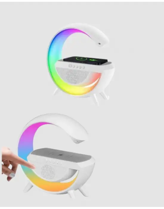 Bluetooth 5.0 Hoparlör – Kablosuz Şarj, Rgb Gece Lambası Ve Fm Radyo