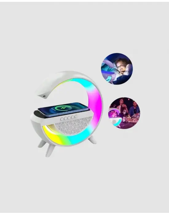 Bluetooth 5.0 Hoparlör – Kablosuz Şarj, Rgb Gece Lambası Ve Fm Radyo