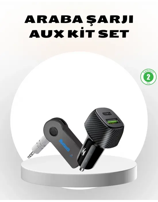 Bluetooth Aux Çevirici Ve Pd Destekli Araç Şarj Cihazı 2’li Set