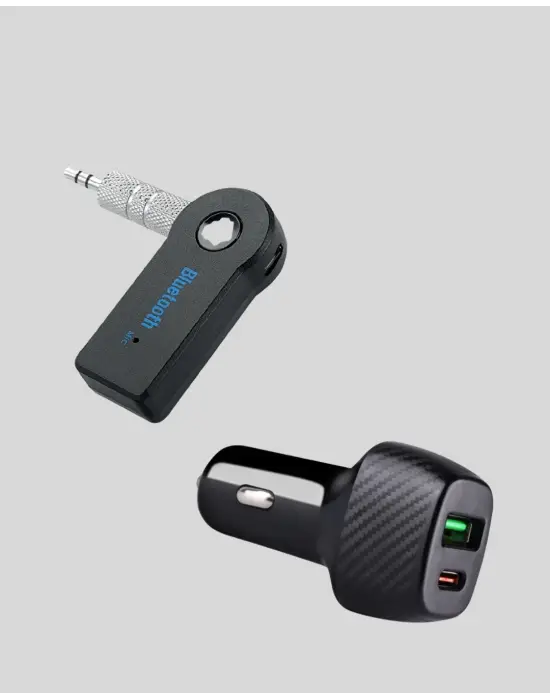 Bluetooth Aux Çevirici Ve Pd Destekli Araç Şarj Cihazı 2’li Set