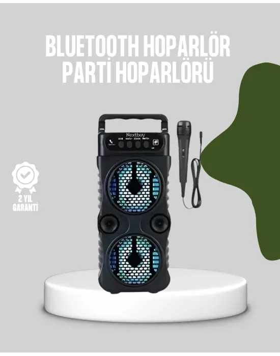 Bluetooth Bağlantılı Led Işıklı Taşınabilir Hoparlör – 1200 Mah Şarjlı, Fm Radyolu