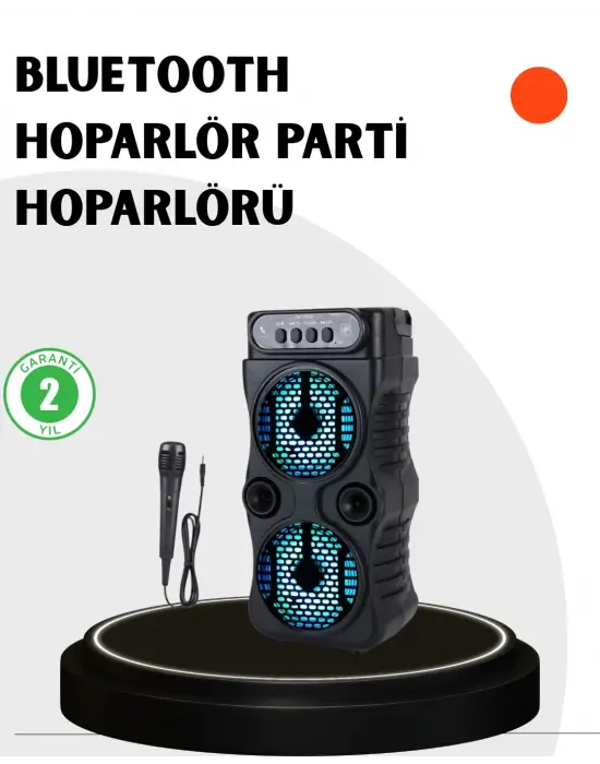 Bluetooth Bağlantılı Led Işıklı Taşınabilir Hoparlör – 1200 Mah Şarjlı, Fm Radyolu
