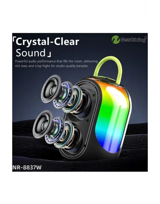 Bluetooth Çift Mikrofonlu Kablosuz Karaoke Rgb Işıklı Yüksek Sesli Müzik 4 Ses Degıstırme