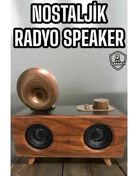 Bluetooth Hoparlör Ahşap Klasik Retro Gramofon Bluetooth Müzik Kutusu