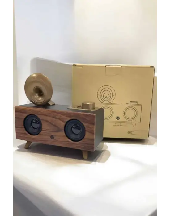Bluetooth Hoparlör Ahşap Klasik Retro Gramofon Bluetooth Müzik Kutusu