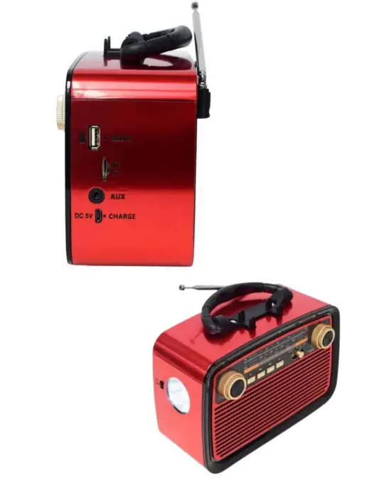 Bluetooth Hoparlör Ahşap Renk Vintage Işıklı Nostaljik Radyo Fm Ahşap Görünümlü