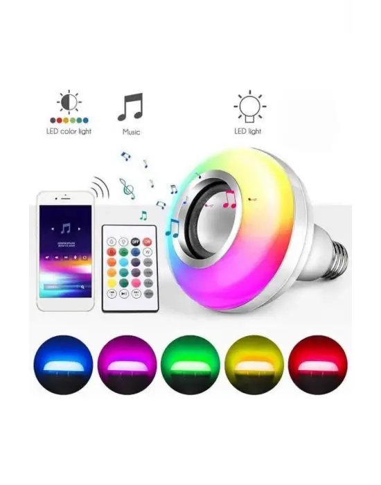 Bluetooth Hoparlör Akıllı Rgb Led Işık Renk Değiştirme Ses Bombası Ampül Görünümlü