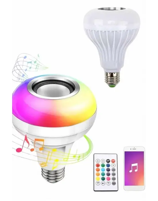 Bluetooth Hoparlör Akıllı Rgb Led Işık Renk Değiştirme Ses Bombası Ampül Görünümlü