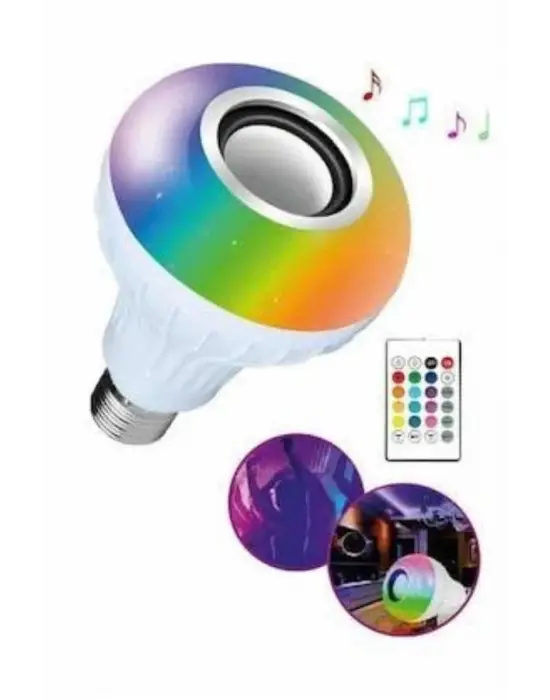 Bluetooth Hoparlör Akıllı Rgb Led Işık Renk Değiştirme Ses Bombası Ampül Görünümlü