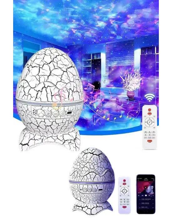 Bluetooth Hoparlör Dinozor Yumurtası Gece Masa Lambası Projektör