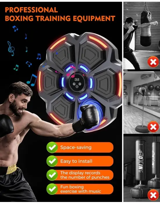 Bluetooth Hoparlör Özellikli Duvar Boks Makinesı  9 Mod Seviye Ayarlı  Müzikli Boks Makinesı