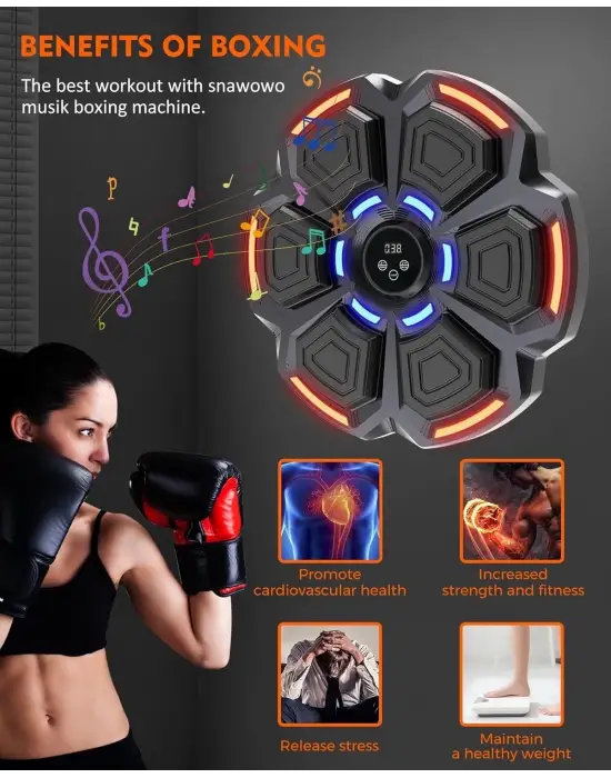 Bluetooth Hoparlör Özellikli Duvar Boks Makinesı  9 Mod Seviye Ayarlı  Müzikli Boks Makinesı