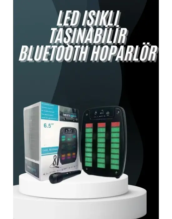 Bluetooth Hoparlör Taşınabilir Şarjlı Işıklı Büyük Boy Yüksek Ses Kaliteli