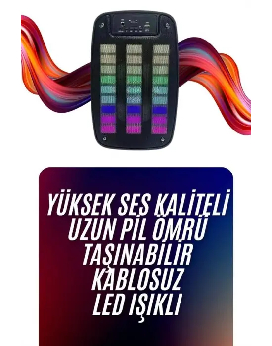 Bluetooth Hoparlör Taşınabilir Şarjlı Işıklı Büyük Boy Yüksek Ses Kaliteli