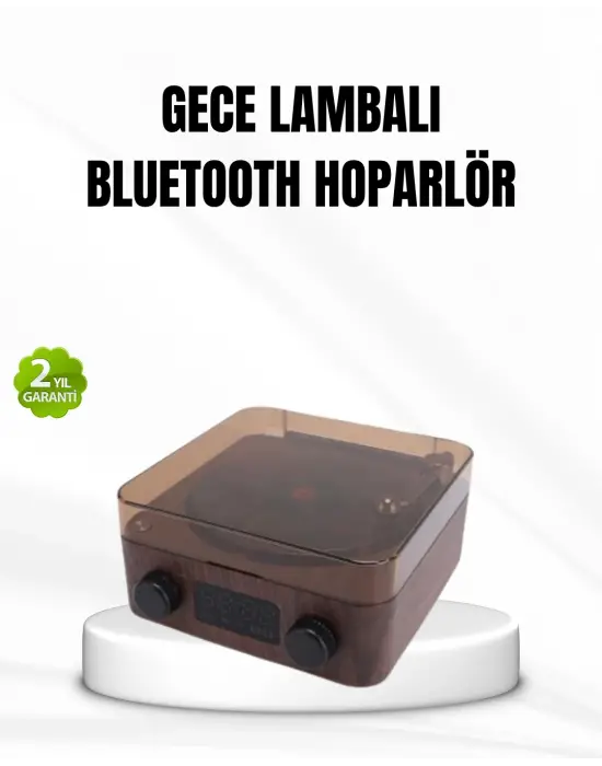Bluetooth Hoparlörlü Gece Lambası Dijital Saat Ve Ambiyans Işığı Çok Amaçlı