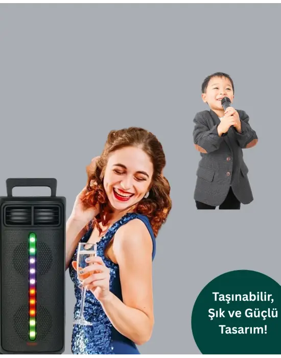 Bluetooth Işıklı Hoparlör – 2x5w Güç | Usb + Tf Kart + Fm Radyo | Siyah Renk (kopya)