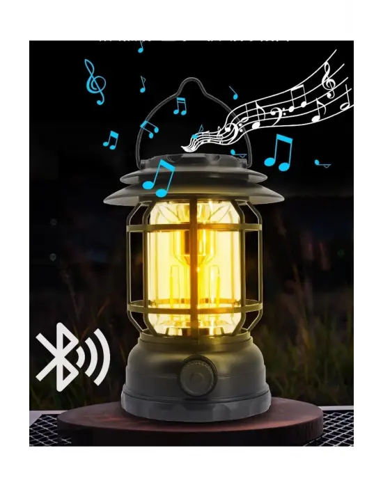 Omarı Bluetooth Müzik ile Usb Şarjlı Led Kamp Lambası