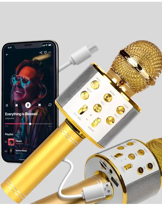 Bluetooth Karaoke Mikrofon Şarjlı Uzun Pil Ömürlü Çok Fonksiyonlu
